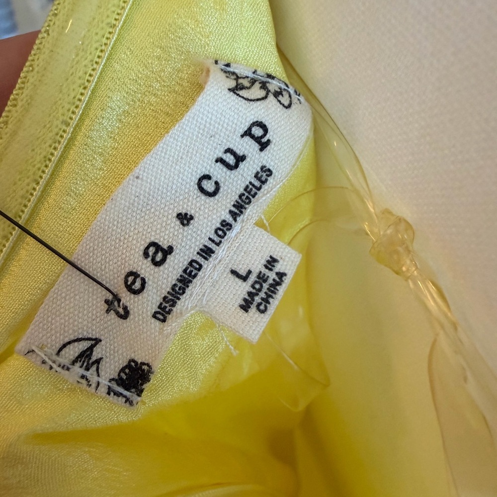 Tea n Cup Bright Yellow Satin Dress - Picture 2 of 3